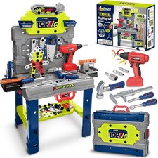 Kids Tool Bench with Realistic Electric Drill, 132 PCS Toddler Tool Set