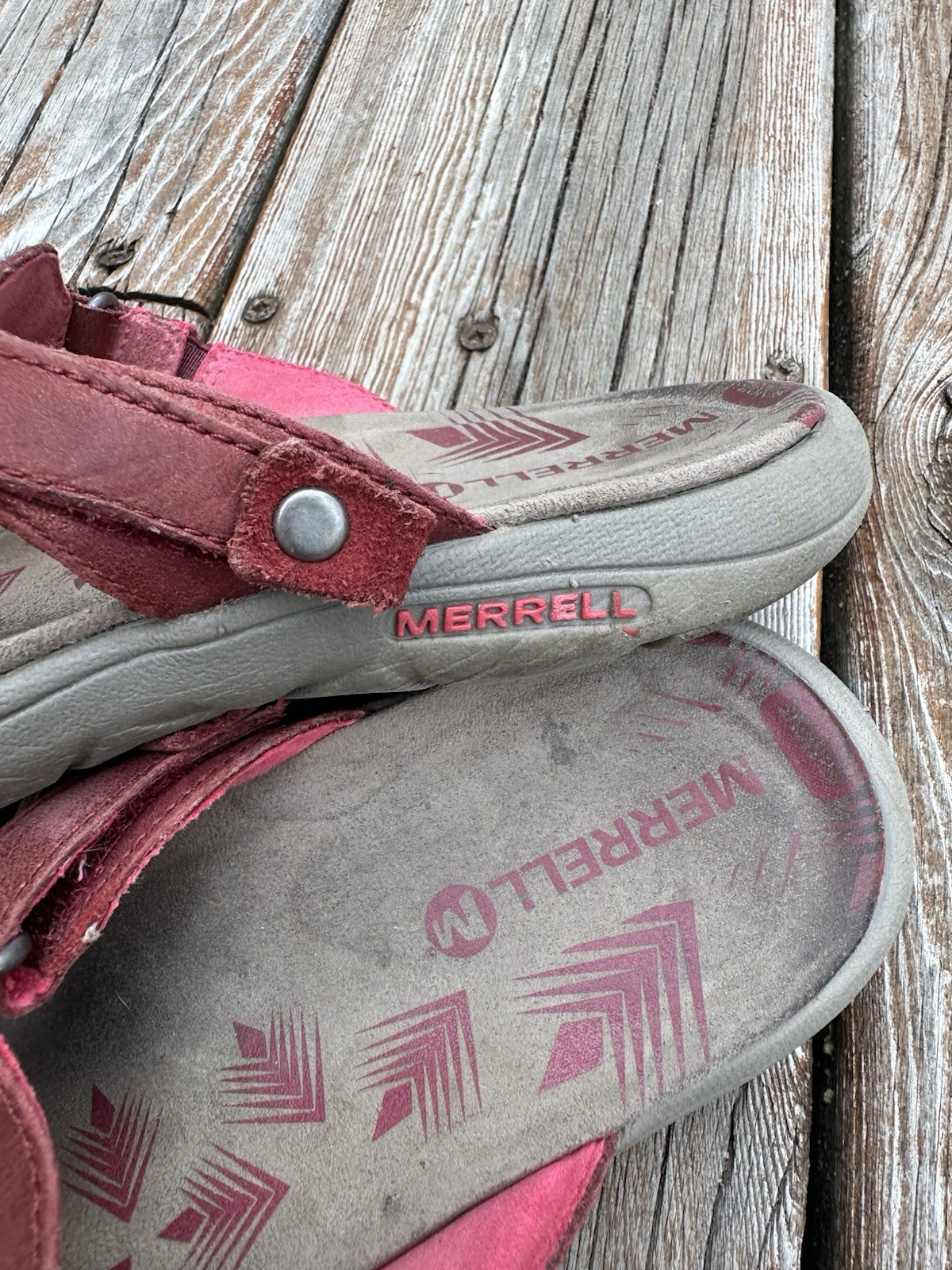 MERRELL sandali rosso mirtillo donna taglia 6 37 infradito infradito in pelle