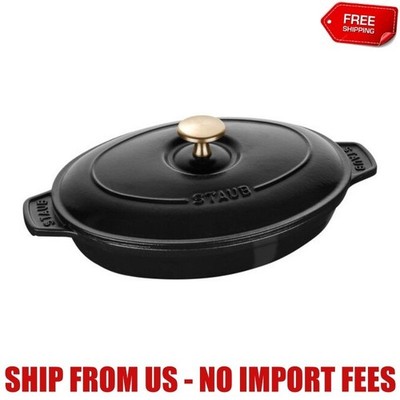 Staub Cast Iron9-inch, Oval, Covered Baking Dish With Lid, Black Matte