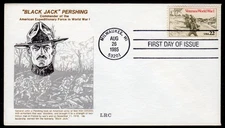 1985 "BLACK JACK" PERSHING World War I (Scott 2154) - LRC Carney FDC TD537
