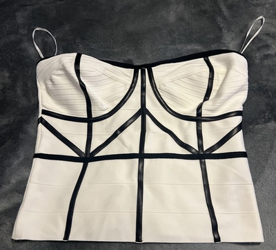 #ad Medium Karen Millen Lace and Bandage Corset Top. Brand New Cream Black $65.00
