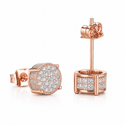 Iced Out Stud Earrings Gold Plated With Cubic Zirconia Hip Hop Jewelry Men Women