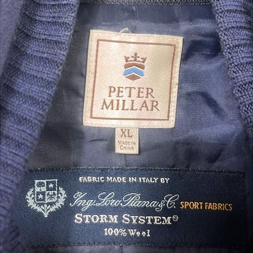 Peter Millar Sebastian Loro Piana Storm System 100% Wolle Navy Car Coat / Gr. XL - Bild 9 von 16