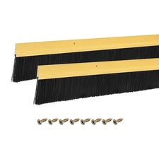 2Pcs Door Brush Bottom Sweep H-Shape Aluminum Alloy with 2" Brush (47" Golden)