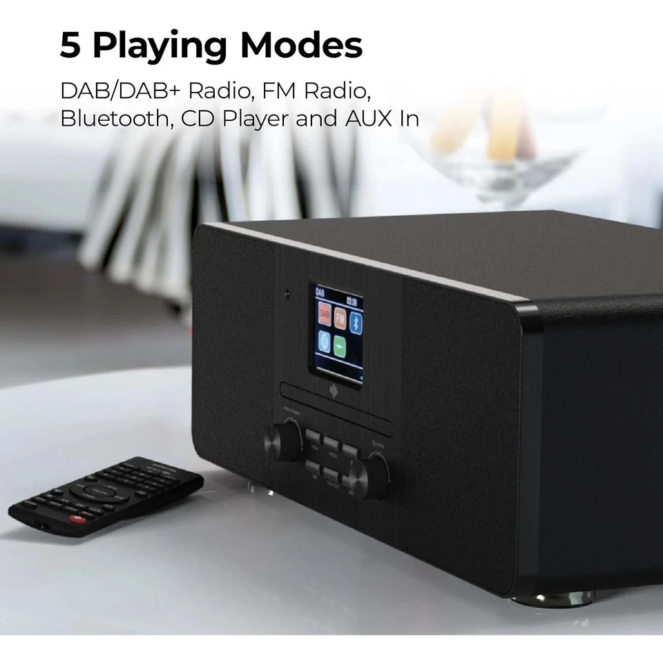 i-box Tempo Hi-Fi CD Player DAB/DAB+ FM Radio Bluetooth 20W Speakers - Black - Image 2 of 4
