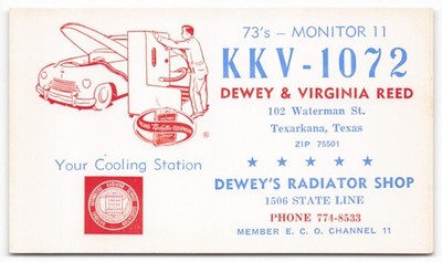 Vintage Dewey's Radiator Shop Advertising Postcard Texarkana Texas Auto Service