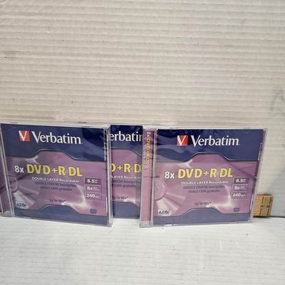 3Pack of Verbatim AZO 8x DVD+R Double Dual Layer DL 8.5GB Jewel Case 43540 