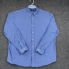 Nautica Button Up Shirt Mens XL Blue Stripe Long Sleeve Cotton Casual Top