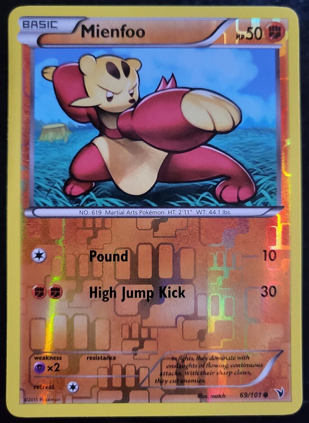 Pokemon - Mienfoo - 69/101 - Reverse Holo - Noble Victories - NM/M