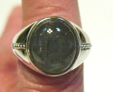 STERLING SILVER MOONSTONE RING BAND SIZE 6 5.6 GRAMS