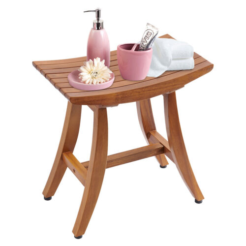 18" Teak Shower Bench Bath Chair Shower Stool Bathroom Seat Waterproof 330 lbs