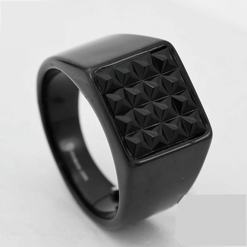 Men's Stainless Steel Ion Plated Black Marcasite Iced Bling Ring #7-13 BOX - Picture 5 of 9
