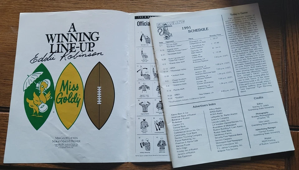 Eddie Robinson Autographed, Grambling Football 1991 Schedule - Image 3 of 4