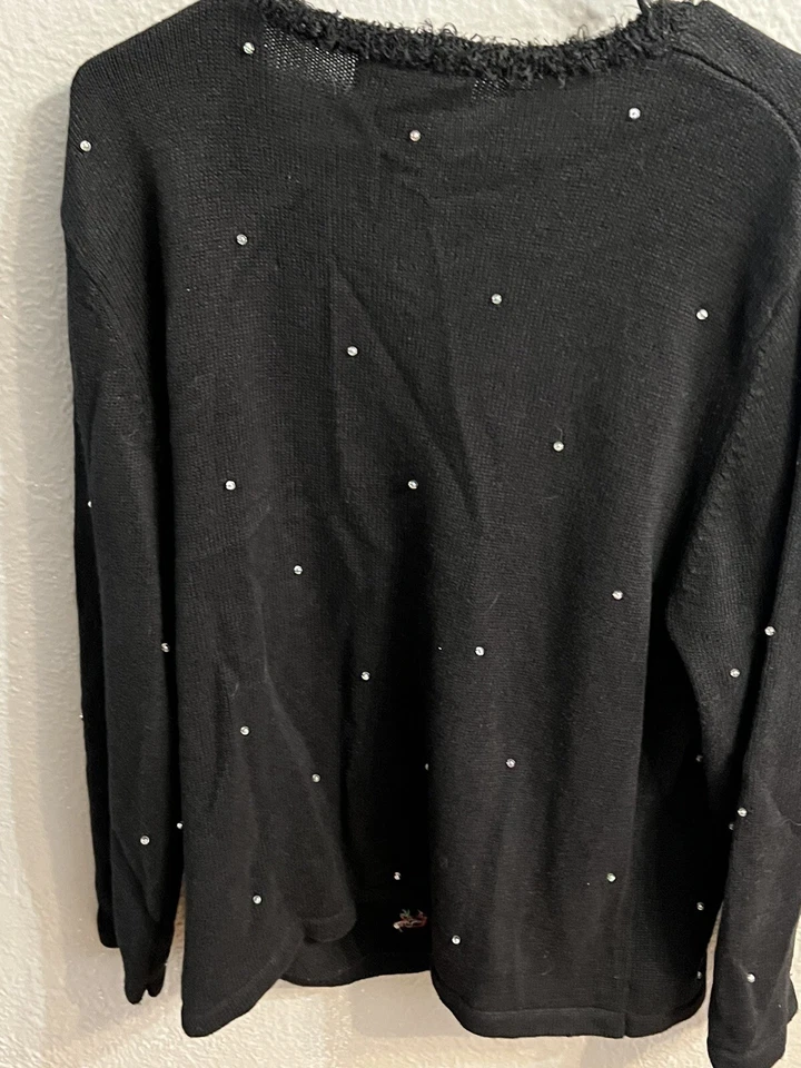 Mandal Bay Womens Holiday Sweater Black Embroidered Tree Long Sleeve XL - Image 4 of 4