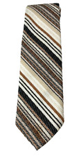 Vintage 70s SEARS The Men's Store Brown Striped Polyester Wide Neck Tie 57" x 4"