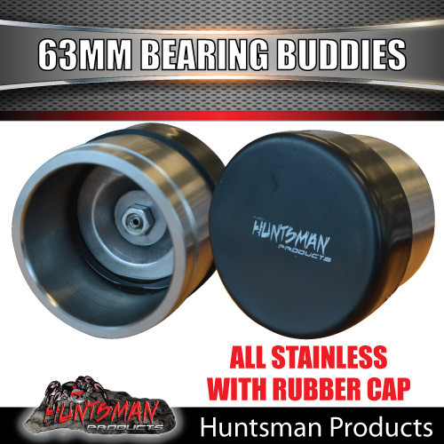 2x 63mm ALL STAINLESS STEEL TRAILER BEARING PROTECTORS. BEARING BUDDIES