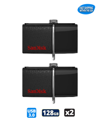 Sandisk Ultra Dual OTG 128GB 3.0 Flash Drive Thumb Drive Pen Drive (2 Pack) - Picture 1 of 4