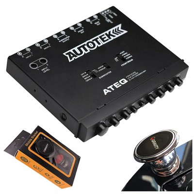 Autotek ATEQ 4-Band Audio Equalizer with Built-in 2-Way Crossover, 1/2 DIN, r...