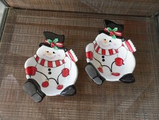 2 Fitz & Floyd Snowman Cheers Bowls 6 3/4" EUC