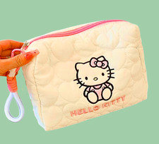 Sanrio Hello Kitty Quilted Heart Cosmetic Bag Travel Hanging Storage Pouch