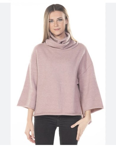 Rain And Rose Pink Blush Wide Sleeve Turtleneck Sweater Small