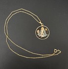 Vintage Toshikane Japan Necklace Old Man Painted Enamel Pendant Gold Tone NS — photo 1