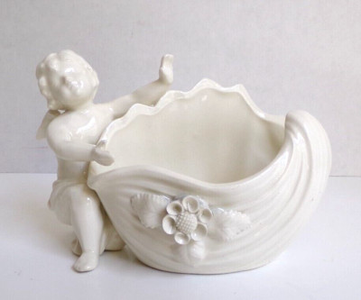 Vintage Lenwile Ardalt Artware Porcelain Cherub Angel Conch Shell Japan 3.5''Tall