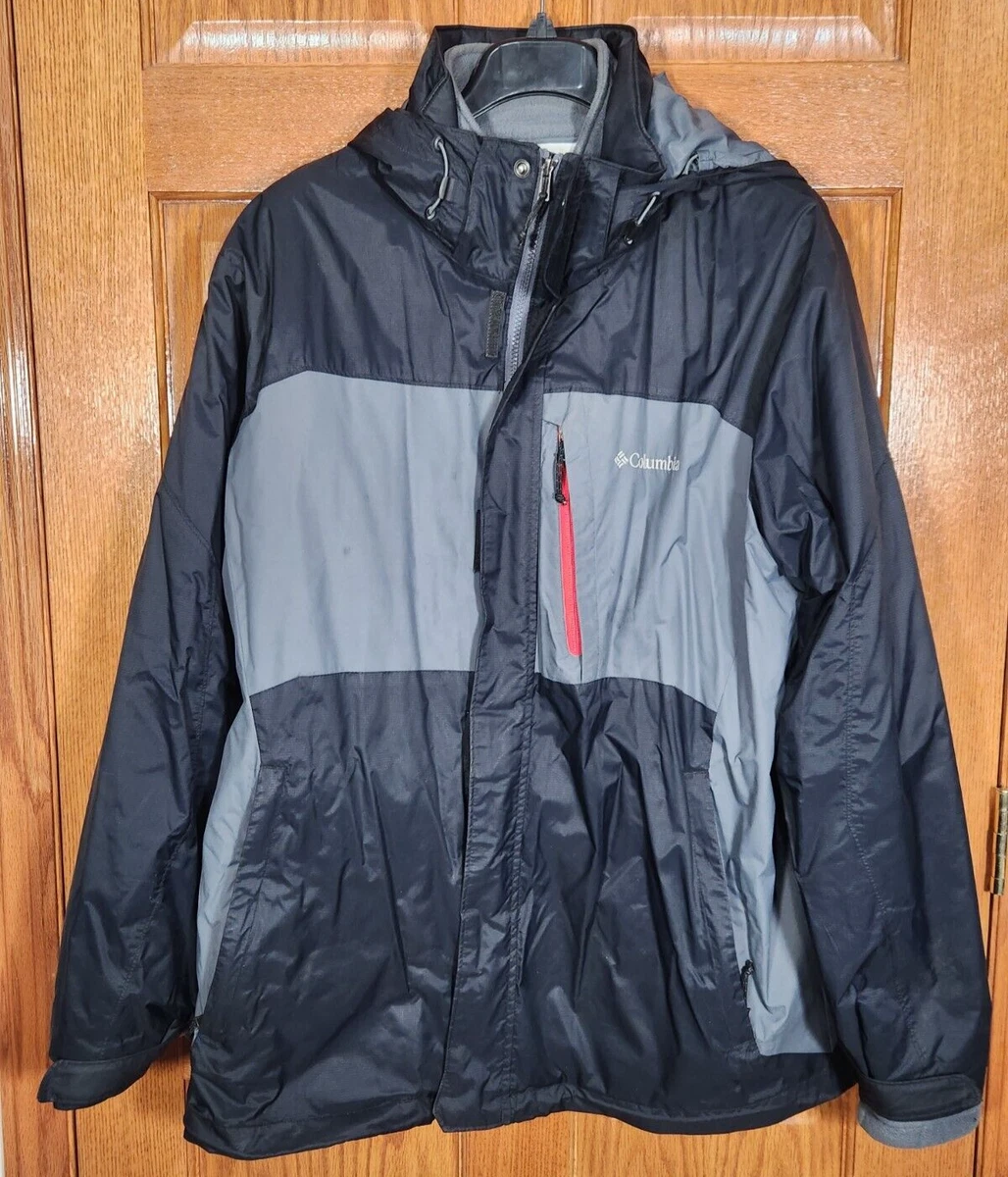 COLUMBIA Men's L Interchange 3-in-1 Winter Coat Jacket Black Gray Removable  Hood | eBay