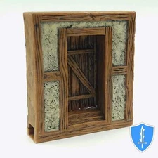 Wood Exterior Single Door x1 - WizKids WarLock Tiles D&D Dungeon 2" Tall Terrain