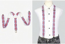 Men's England UK British Flag Clip Suspenders Elastic Y-Shape Adjustable Braces
