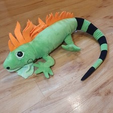 Large Plush GECKO LIZARD Soft Toy Nature Planet Green Orange 41 Inches Long 