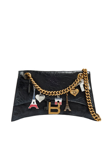 BALENCIAGA Crush Small Black Leather Shoulder Bag New And Authentic