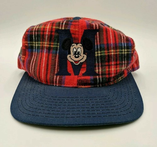 Vtg 90s Mickey Mouse Plaid Red 