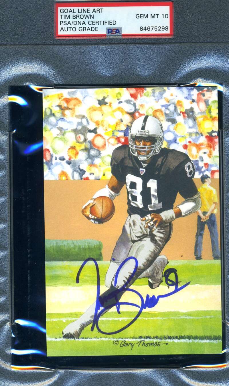 Tim Brown PSA DNA 10 Gem Mint Signed Goal Line Autograph GLAC