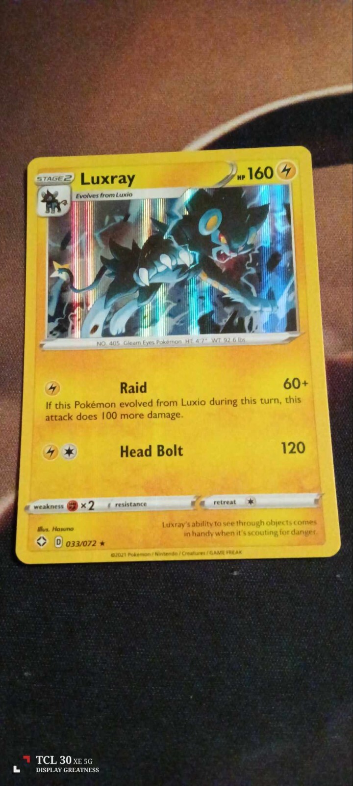 Pokémon TCG Luxray Shining Fates 033/072 Regular Holo Rare-NM