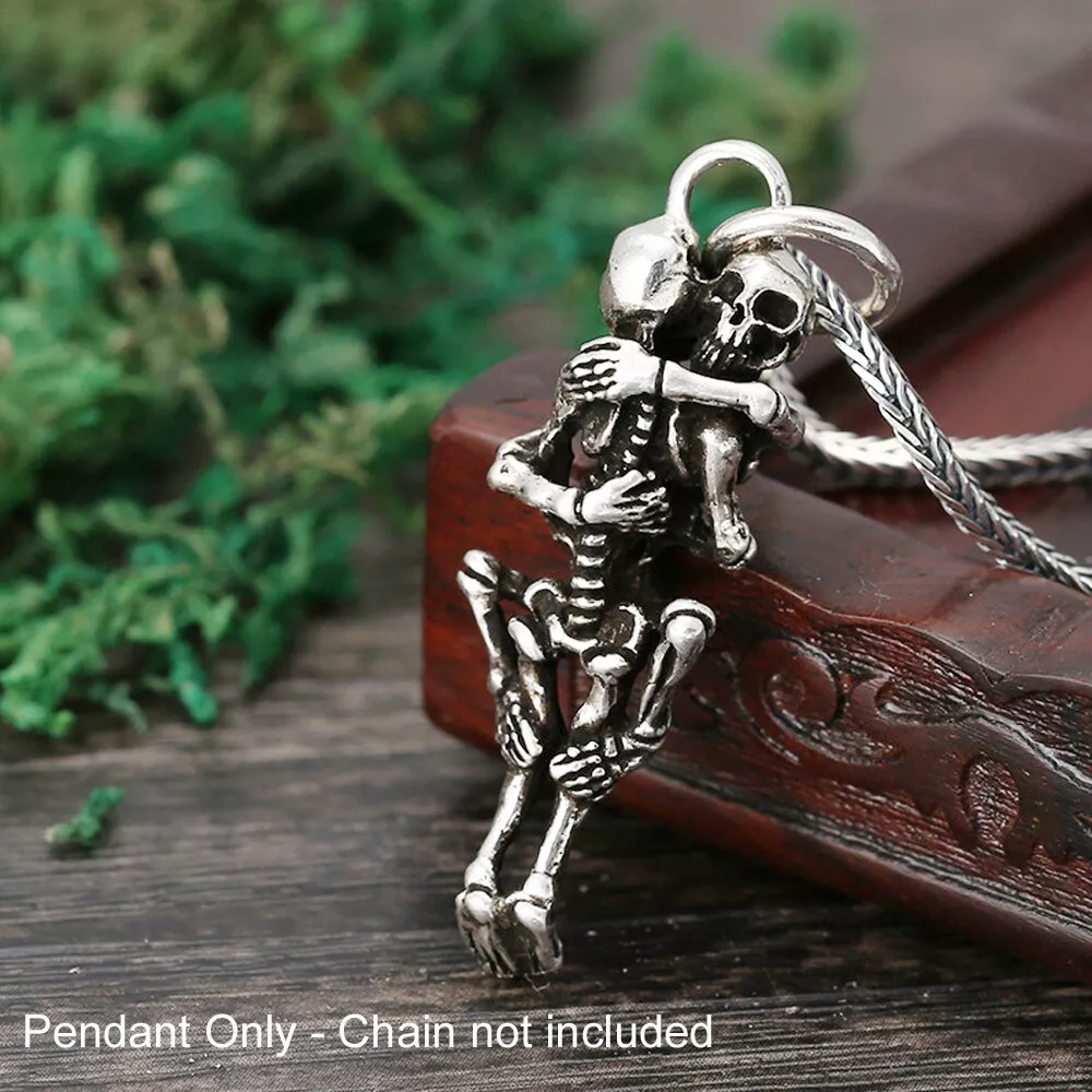 925 Sterling Silver Men s Gothic Sex Skull Skeleton Pendant A2719