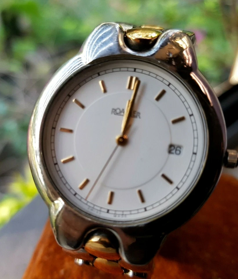 Vintage Swiss Roamer Quartz Watch - 18k GP Dress Watch Foto 4 de 4