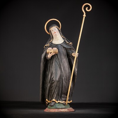 Heilige Lucy von Syrakus 18. Jh. Holzskulptur | 1700er St. Lucia Statue 28,5 Zoll