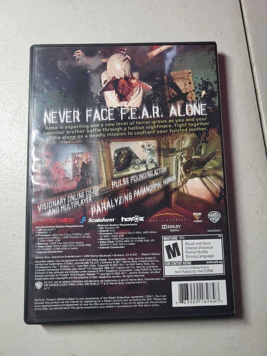 F.E.A.R. 3 (Sony PlayStation 3, 2011) Steelbook Edition - No Game