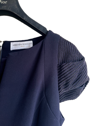 Amanda Wakeley -Pencil Dress- Navy Blue Midi Short Sleeve - 6UK/ 34FR XS - Picture 5 of 6