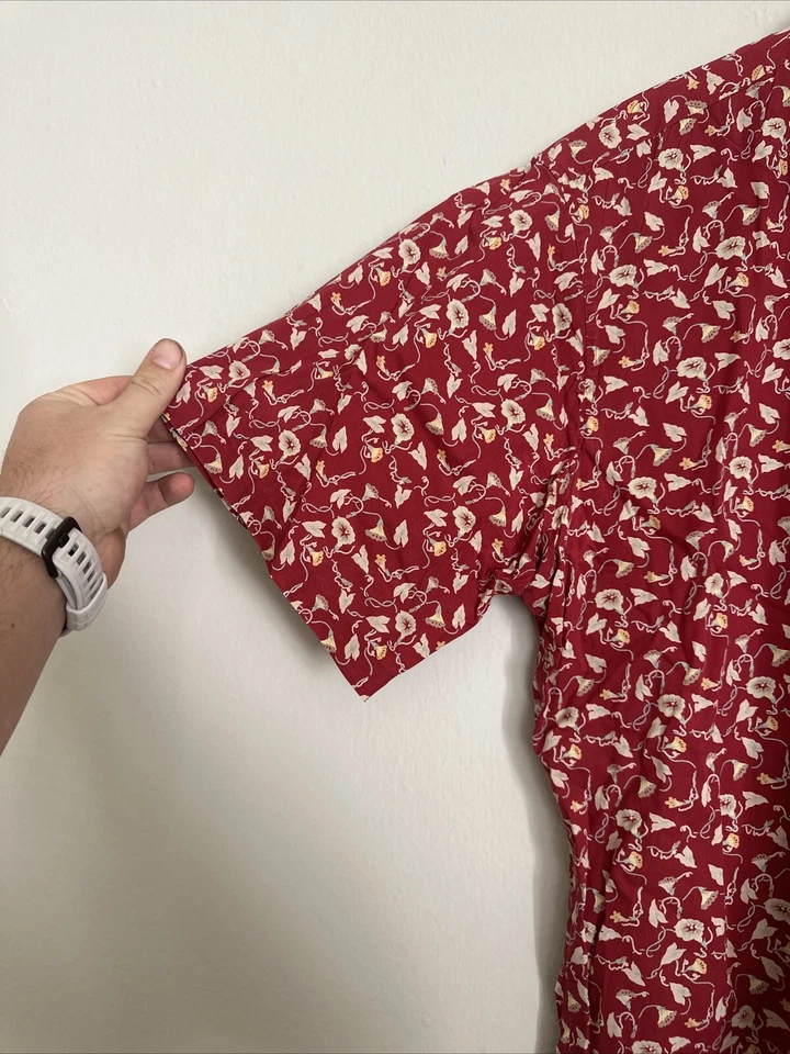 Reyn Spooner Hawaiian Shirt Mens M Red Floral Terracotta Boho Print Button Down - Image 2 of 4