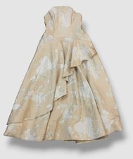1795 Rene Ruiz Women's Beige Strapless Jaquard Ball Gown Dress Size 14