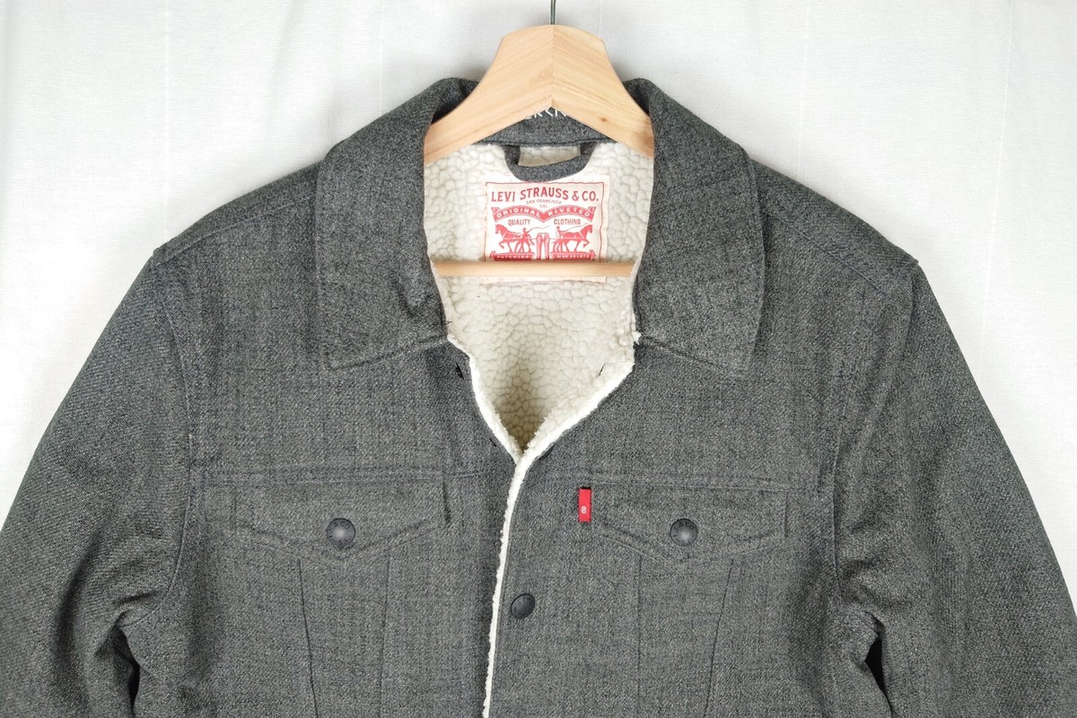 Levi’s x Outerknown SHERPA LINED TRUCKER Levis x Outerknown Gray Sherpa Lined Snap Button Front