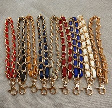 Leather Metal Chain Handbag Wallet Handle Purse Strap Wristlet for Clutch Bag
