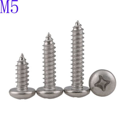M5 201 Stainless Steel  Cross Recessed PAN Head Self Tapping Screws DIN 7981