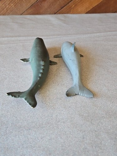 (4) Vtg AAA Whale Sea Toy Rubber Figure Killer Sperm Whale Dolphin Tiger Shark - Picture 9 of 21