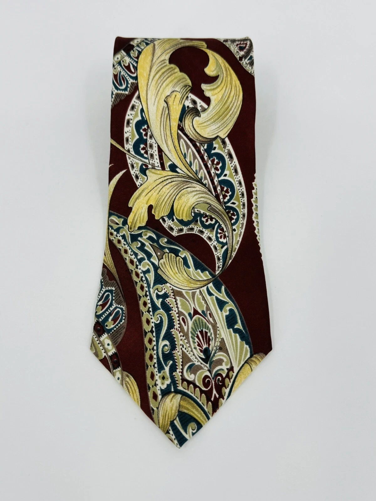 Cravatta vintage CHRISTIAN DIOR in seta rossa e oro 58" design classico (#7)