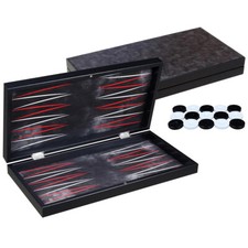 DELUXE Holz Backgammon Set IMPERIAL Royal-Black im XXL Format 48x49 cm