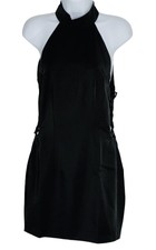 Capulet Cutout Lace Up Sides High Neck Dress Womens S Solid Black Bodycon Party