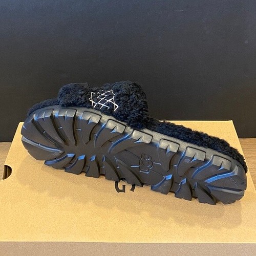 UGG Women's Cozetta Braid Black Sheepskin Slip On Slippers Shoes Flats 11 NEW - Picture 4 of 4